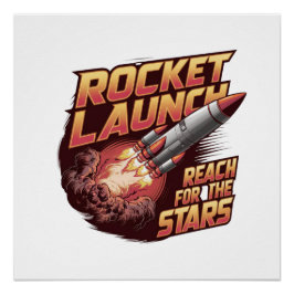 Pôster Poster brilhante de lançamento do foguete vívido e