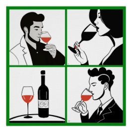 Pôster Poster brilhante do quarteto de vinhos
