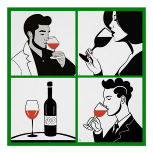Pôster Poster brilhante do quarteto de vinhos