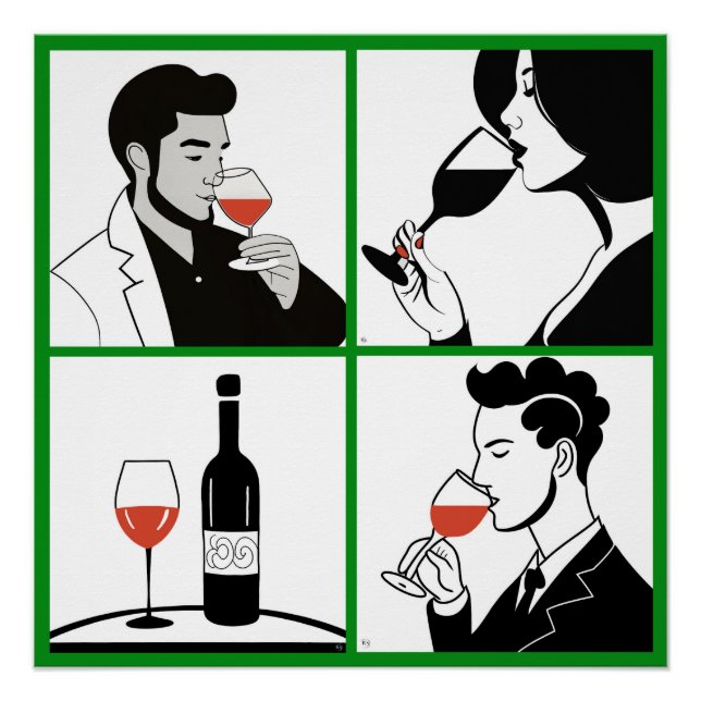Pôster Poster brilhante do quarteto de vinhos (Frente)