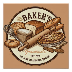 Pôster Poster brilhante do Vintage Baker personalizável