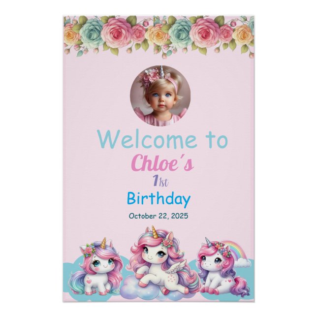 Pôster Póster brillante Unicorn Birthday  (Frente)