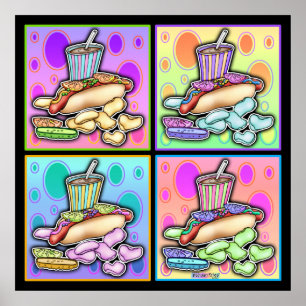 Poster Poster, Canvas - Cachorro Quente de Arte Pop com C