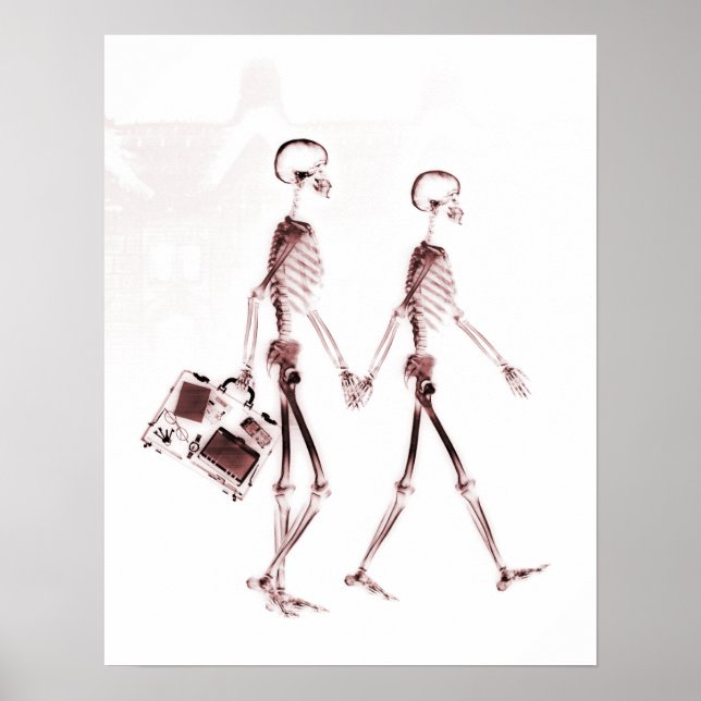 Pôster Poster- Casal de esqueleto de raios X a viajar ver (Frente)