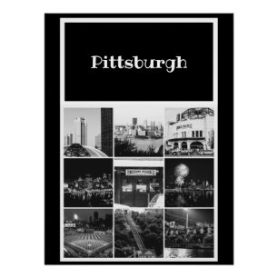 Pôster Poster - colagem da foto de Pittsburgh B&W