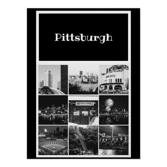 Pôster Poster - Colagem de Fotos de Imagens de Pittsburgh (Frente)