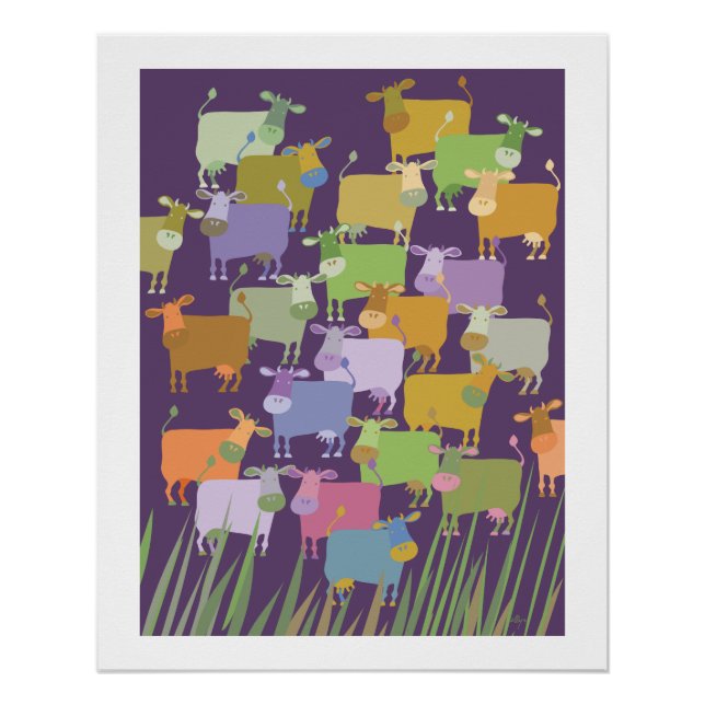 Pôster Poster colorful cows (Frente)