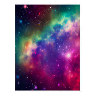 Pôster Poster Colorida Rainbow Cosmic Burst brilhante