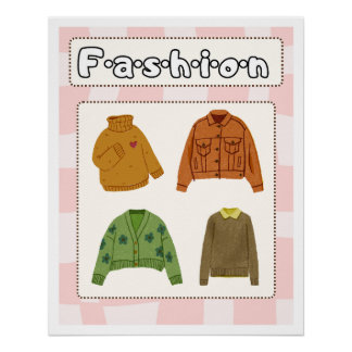 Pôster Poster Cozy Fashion Illustration Aesthetic | Cute