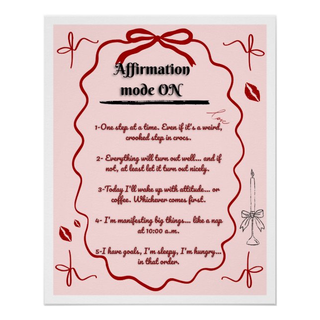 Pôster Poster cute affirmations funny aesthetic mindset (Frente)