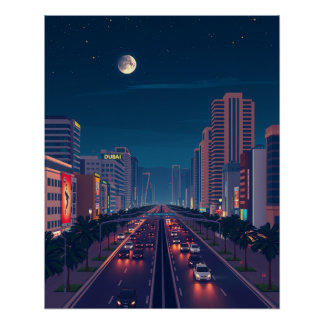Pôster Poster da Cidade de Dubai dos Emirados Árabes Unid
