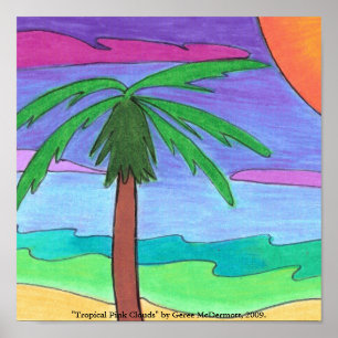 Poster "Poster das nuvens cor-de-rosa tropicais"