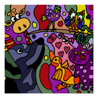 Pôster Poster de Abstrato de Arte Engraçado para Animais