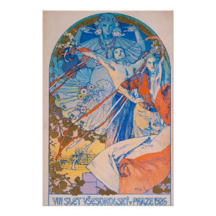 Pôster Poster de Alphonse Mucha para o Festival de Sokol 