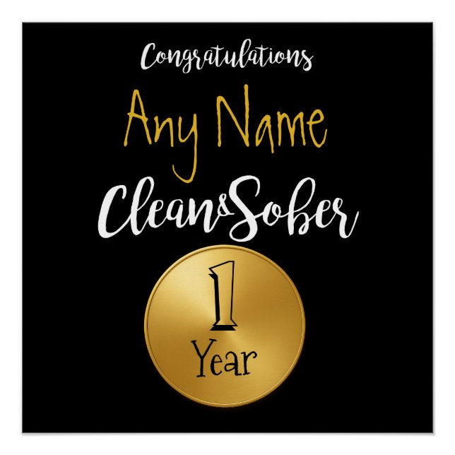 Pôster Poster de aniversário de aniversário de Sobriedade (Frente)