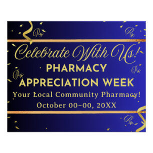 Pôster Poster de Apreciação Farmacêutica Confetti Dourada