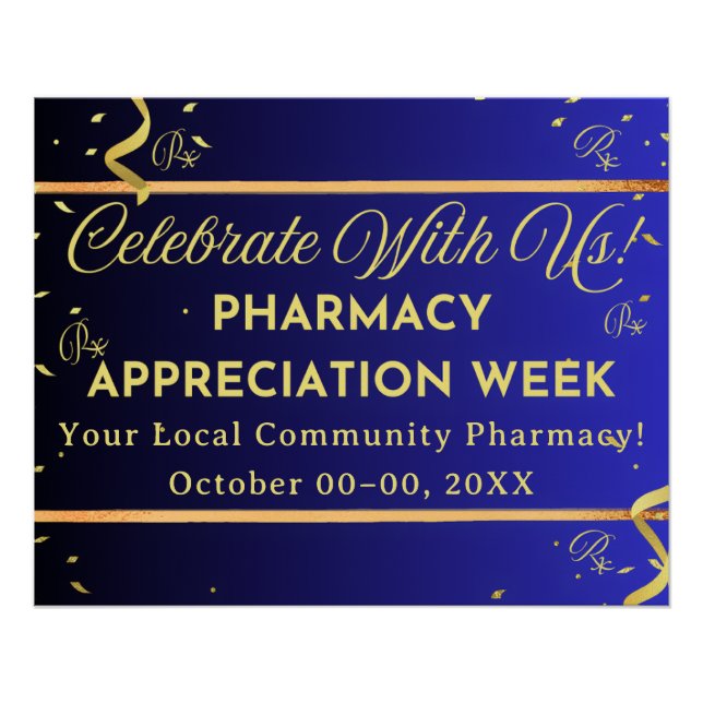 Pôster Poster de Apreciação Farmacêutica Confetti Dourada (Frente)
