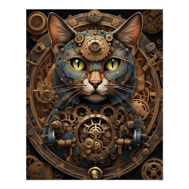 Pôster poster de arte AI de steampunk (Frente)