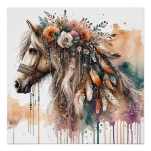 Pôster Poster de Arte de Cavalo de Aquarela