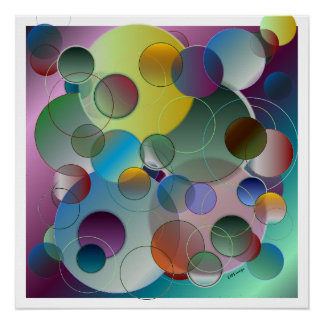 Pôster Poster de Arte de Círculos Abstratos Dimensionais