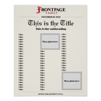 Pôster poster de artigo do jornal personalizado 20x25