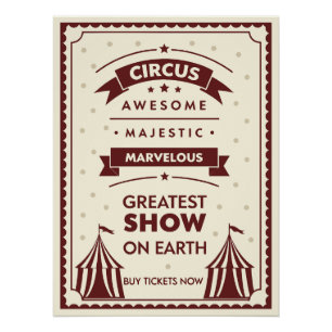 Pôster Poster de Circo Vintage - tendas e estrelas majest