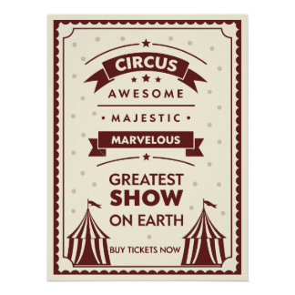 Pôster Poster de Circo Vintage - tendas e estrelas majest