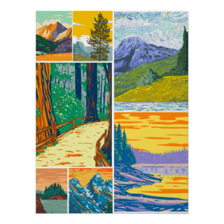 Pôster Poster de Colagem de Florestas Inspirada na Nature