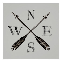 Pôster Poster de Compass Rústico Simples