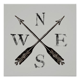 Pôster Poster de Compass Rústico Simples