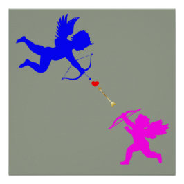 Pôster Poster de Coração Vermelho com Ângulos de Menino