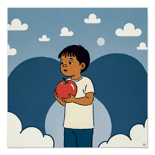 Pôster Poster De Criança E Apple (Frente)