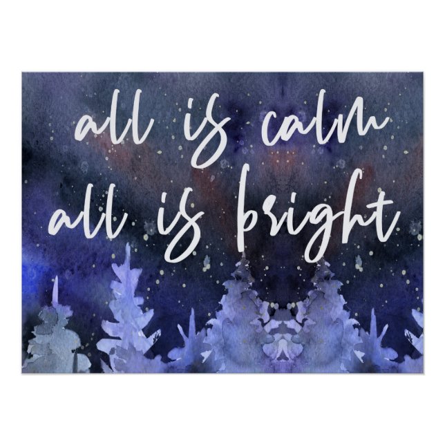 Pôster Poster de Escritura Azul de Cotação de Natal (Frente)