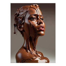 Pôster Poster de escultura humana de chocolate derretido.