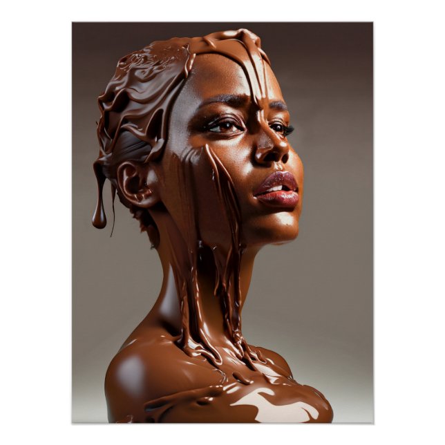 Pôster Poster de escultura humana de chocolate derretido. (Frente)