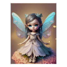 Poster de fada azul-branca