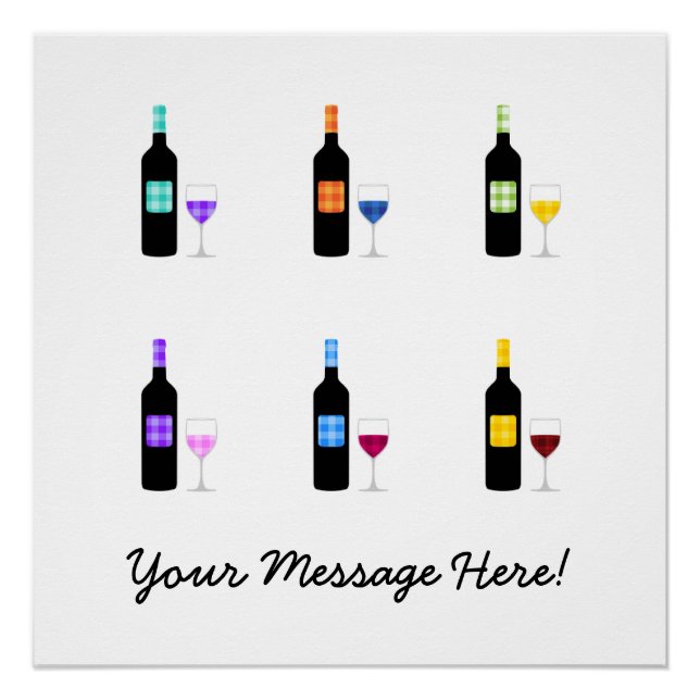 Pôster Poster de Garrafa de Vinho do País Verificado com  (Frente)