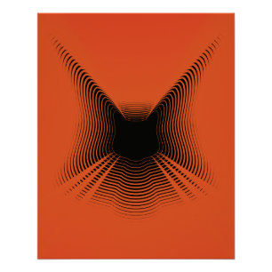 Pôster Poster de Gato abstrato preto no fundo vermelho