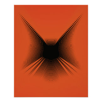 Pôster Poster de Gato abstrato preto no fundo vermelho