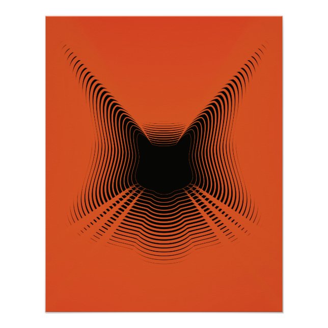 Pôster Poster de Gato abstrato preto no fundo vermelho (Frente)