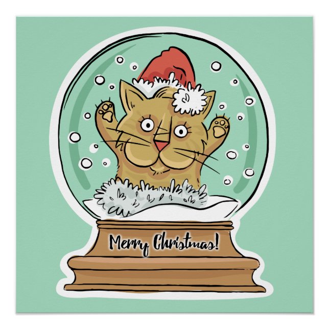 Pôster Poster de Gato de Natal Bonito e Engraçado (Frente)