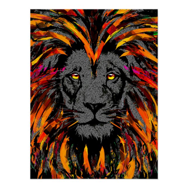 Pôster Poster de Leão Brilhante - Ilustração do Leão Escu (Frente)