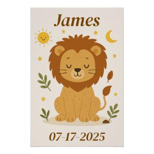 Pôster Poster de Leão Personalizado para Crianças