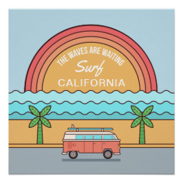 Pôster Poster de localização personalizada do Summer Surf