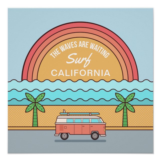 Pôster Poster de localização personalizada do Summer Surf (Frente)