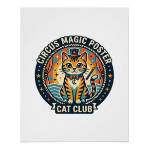 Pôster Poster de Magia de Circo Gato Design de Gatinho Fo