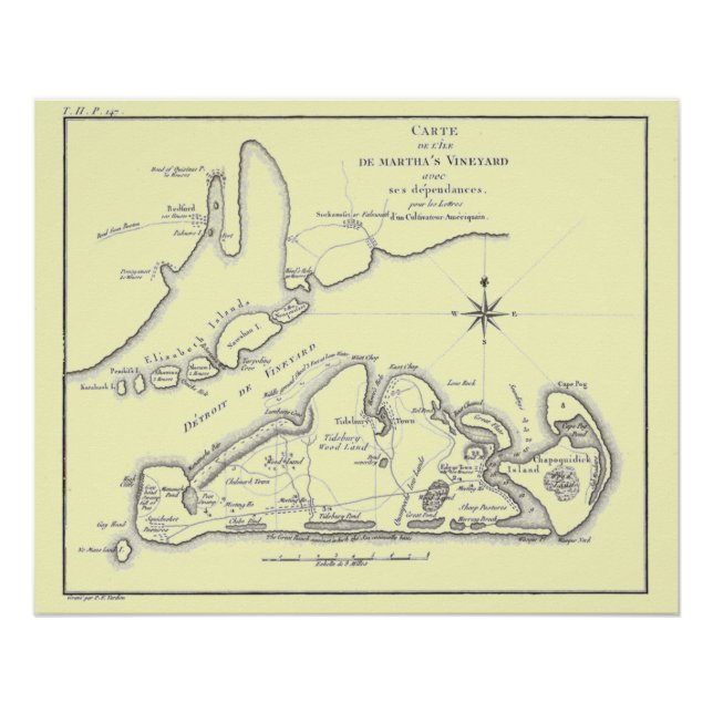 Pôster Poster de Martha's Vineyard Island 1784 (Frente)