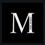 Pôster Poster de Monograma e Nome Personalizado<br><div class="desc">O Design de Monograma e Nome Personalizado apresenta um monograma e um nome personalizados no estilo de fonte de serif clássico. Perfeito como decores caseiros, presentes para o lar, presentes de férias para a família, recém-casados e muito mais.</div>