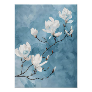 Pôster Poster de Muro de Arte Azul Magnolia