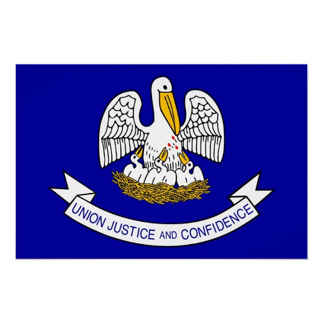 Pôster Poster de muro Patriótico com Bandeira da Louisian (Frente)